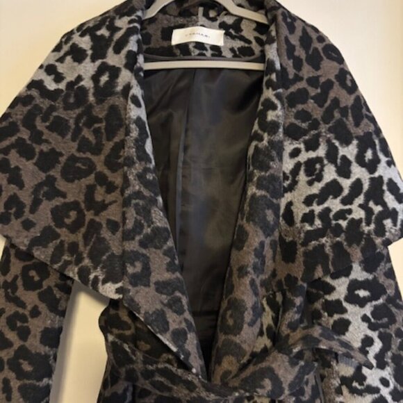 T TAHARI Marla Wool Leopard Wrap Coat size XS - Picture 5 of 10